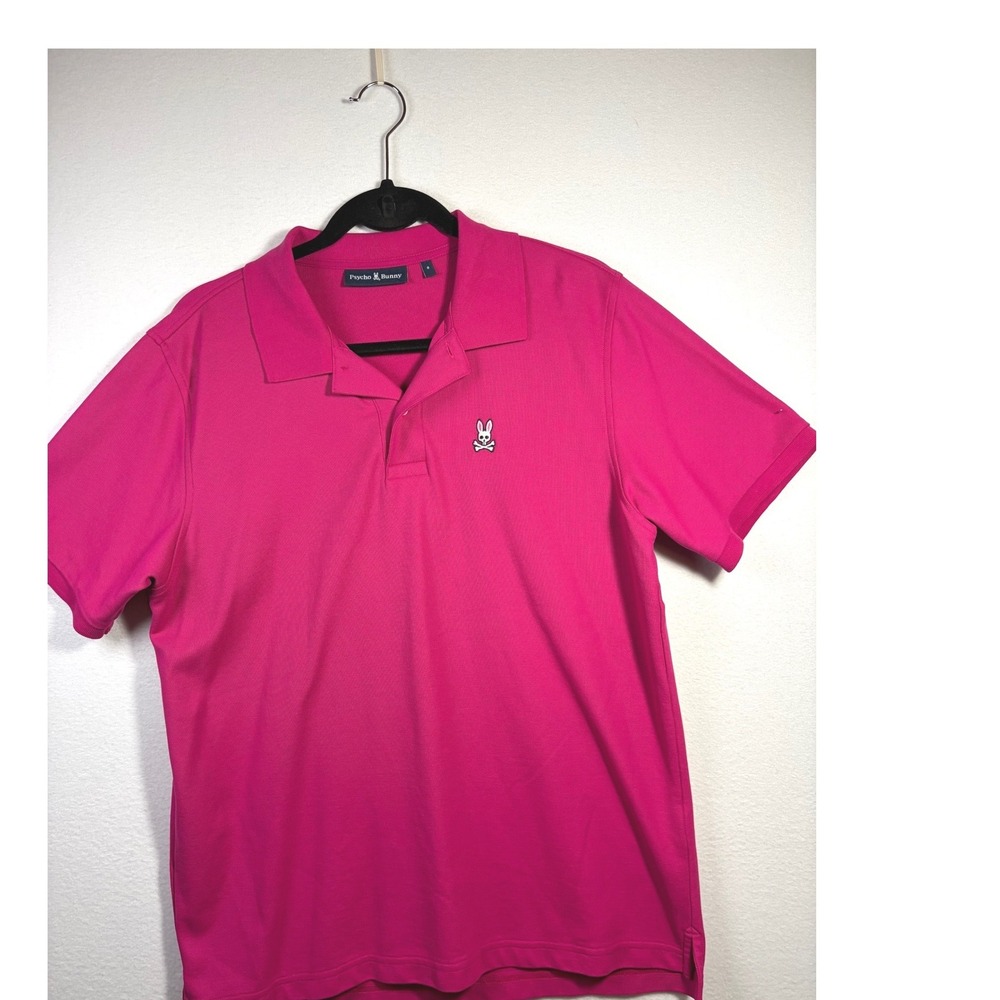 Psycho Bunny Polo Shirt Mens 6 Pink Excellent Short Sleeve Pique Cotton Logo